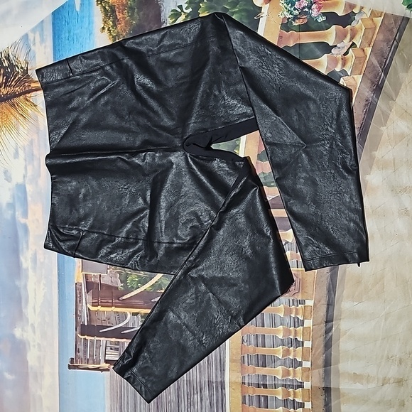 Honeylove Faux Leather Zippered Ankle Black Leggings‎ Size 2X - Picture 1 of 8